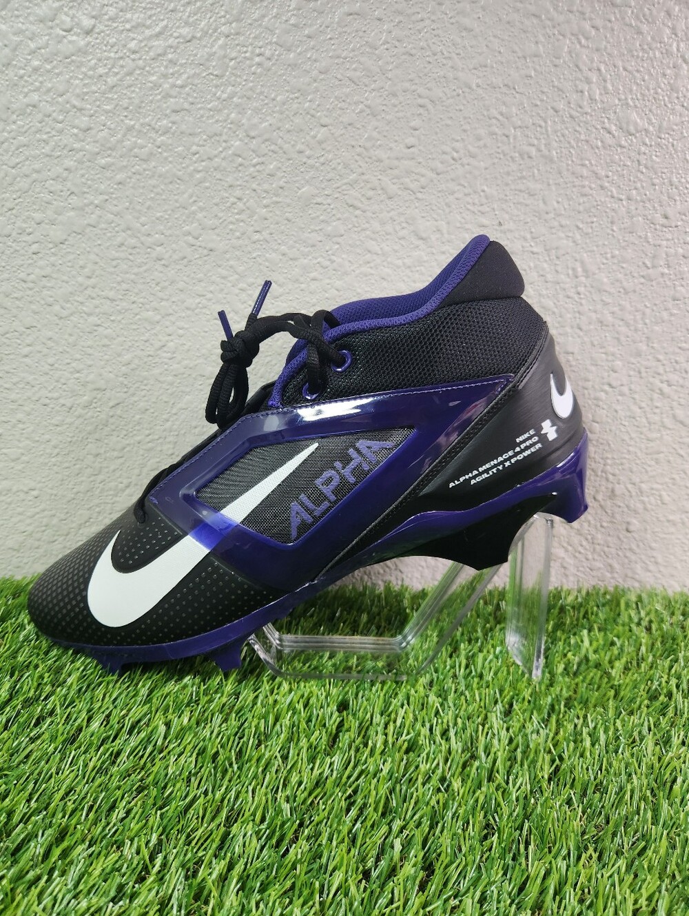 Nike Alpha Menace 4 Pro Football Cleats Black/Purple IB2507 004 Men Size 13.5